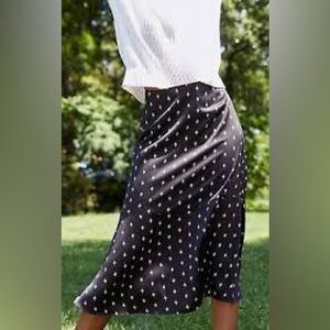 LOFT Black and White Patterned Midi Skirt